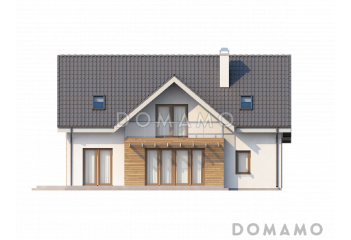 Проект одноэтажного мансардного дома из кирпича с четырьмя спальнями и встроенным гаражом / Фасад 2