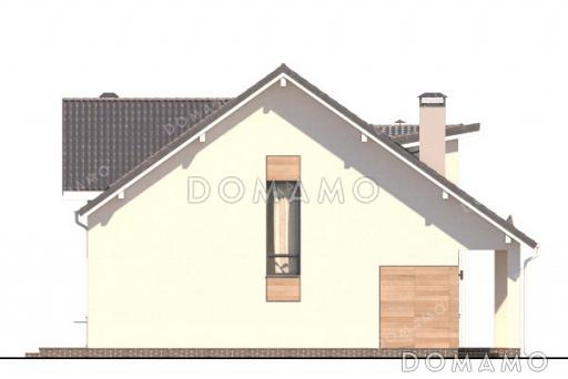 Проект загородного дома с 3 спальнями на мансарде, камином в гостевой комнате и крытой террасой / Фасад 3