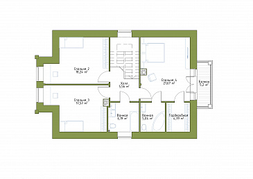 Проект небольшого особняка в классическом стиле  / План мансардного этажа Проект небольшого особняка в классическом стиле  / План мансардного этажа