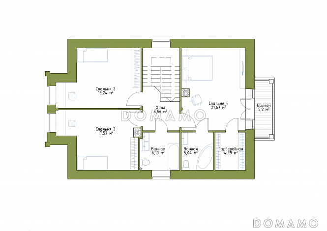 Проект небольшого особняка в классическом стиле  / План мансардного этажа Проект небольшого особняка в классическом стиле  / План мансардного этажа