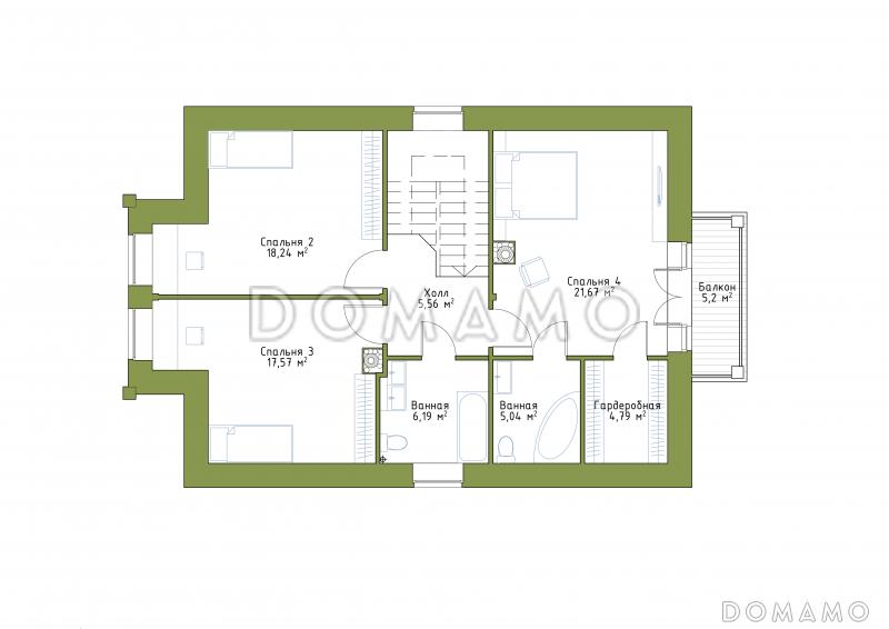 Проект небольшого особняка в классическом стиле  / План мансардного этажа