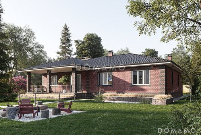 Проект одноэтажного дома со встроенным гаражом и террасой Проект одноэтажного дома со встроенным гаражом и террасой