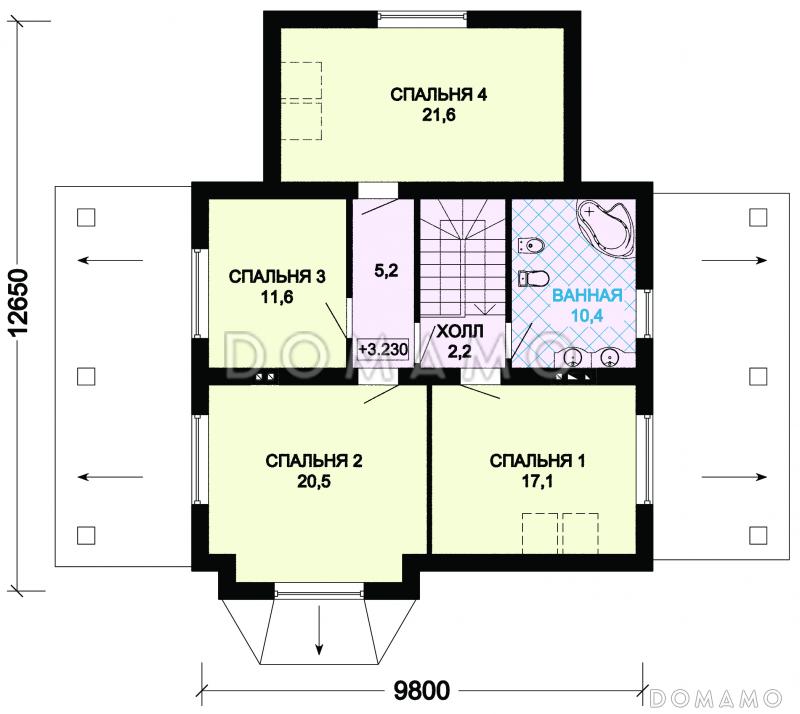 Проект дома из газобетона с просторной верандой / План мансардного этажа
