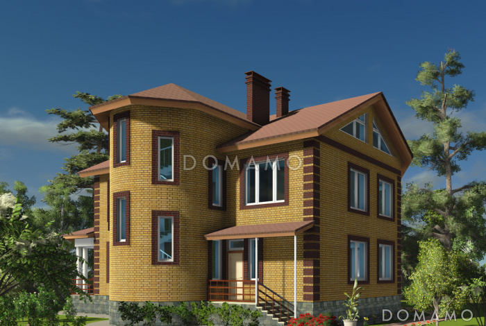 Проект  двухэтажного коттеджа с мансардой, бассейном и кинотеатром Проект  двухэтажного коттеджа с мансардой, бассейном и кинотеатром