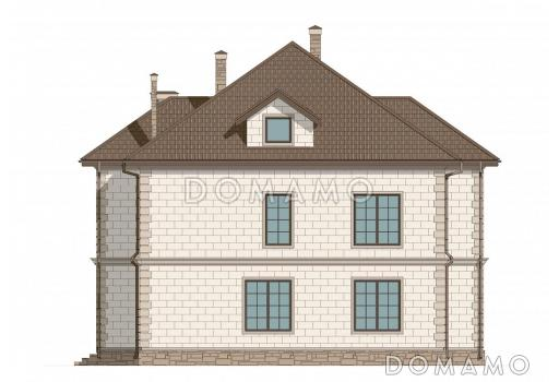 Проект дома с 4 спальнями на мансарде, кабинетом, изолированной кухней и просторной гостиной-столовой / Фасад 4