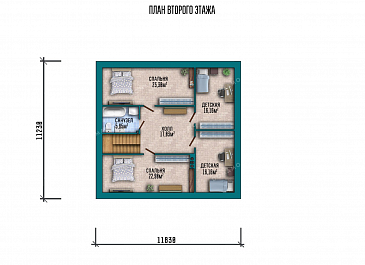 Проект дома с мансардой и террасой в современном стиле / План мансардного этажа Проект дома с мансардой и террасой в современном стиле / План мансардного этажа