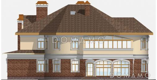 Проект двухэтажного загородного дома с мансардой / Фасад 3