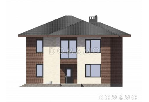 Проект двухэтажного дома из газобетона / Фасад 3