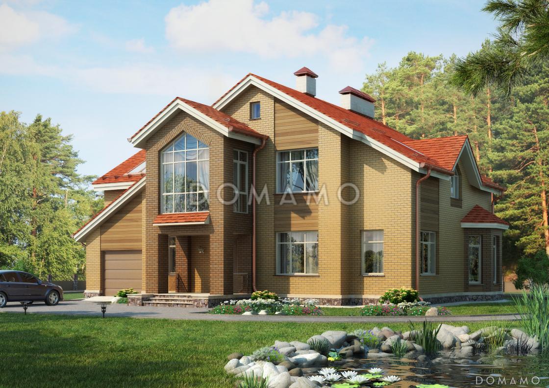 Проект дома из пеноблоков с гаражом, кабинетом и игровой комнатой / 1