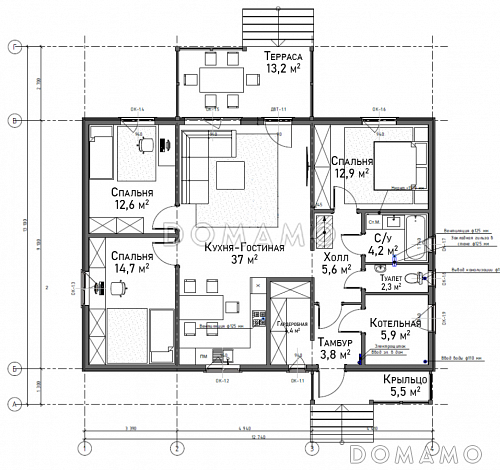 Каркасный дом "Каспер" / План 1 этажа