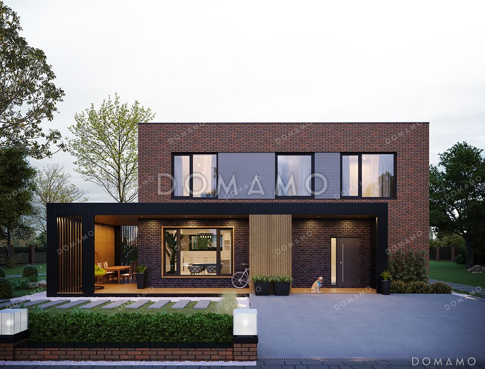 Проект двухэтажного дома с большой террасой / 1