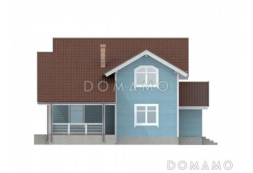 Проект каркасного дома со вторым светом и маленькой сауной / Фасад 3