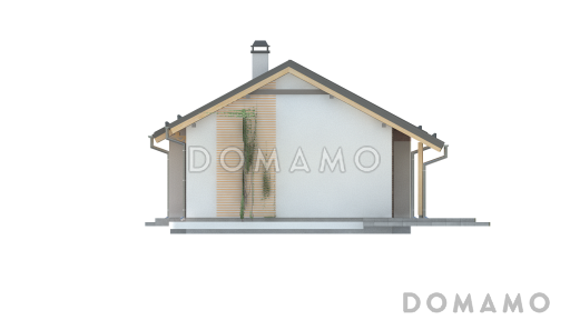 Проект компактного одноэтажного дома небольшой площади из газобетона с двумя спальнями  / Фасад 3