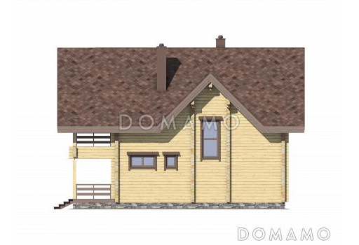 Проект деревянного дома из бруса с мансардой и просторными террасами / Фасад 3