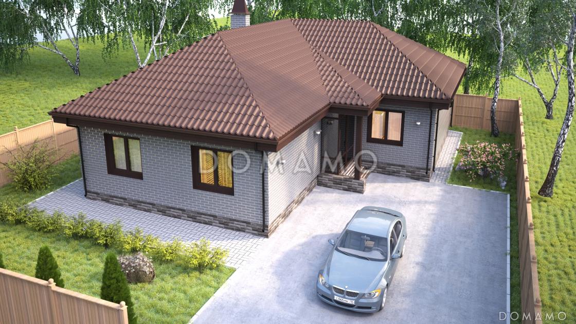 Проект компактного одноэтажного дома по технологии ЛСТК с тремя спальнями и большой кухней-столовой-гостиной / 2