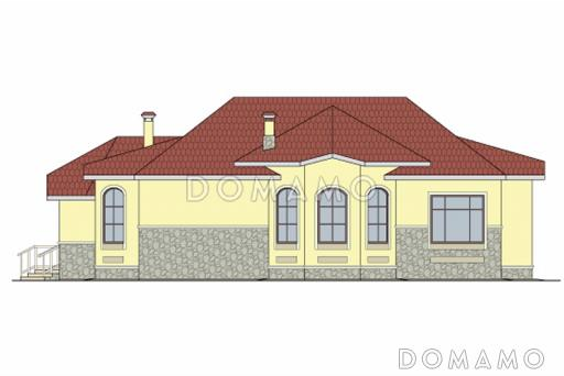 Проект одноэтажного дома из SIP панелей с гаражом чуть больше 200 кв. м / Фасад 4