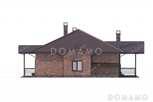 Проект одноэтажного дома с террасой и навесом для авто / Фасад 2