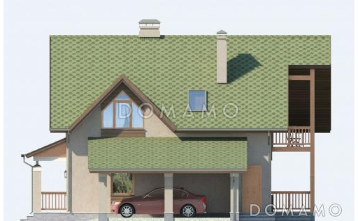 Проект дома из SIP панелей с навесом для автомобиля / Фасад 3