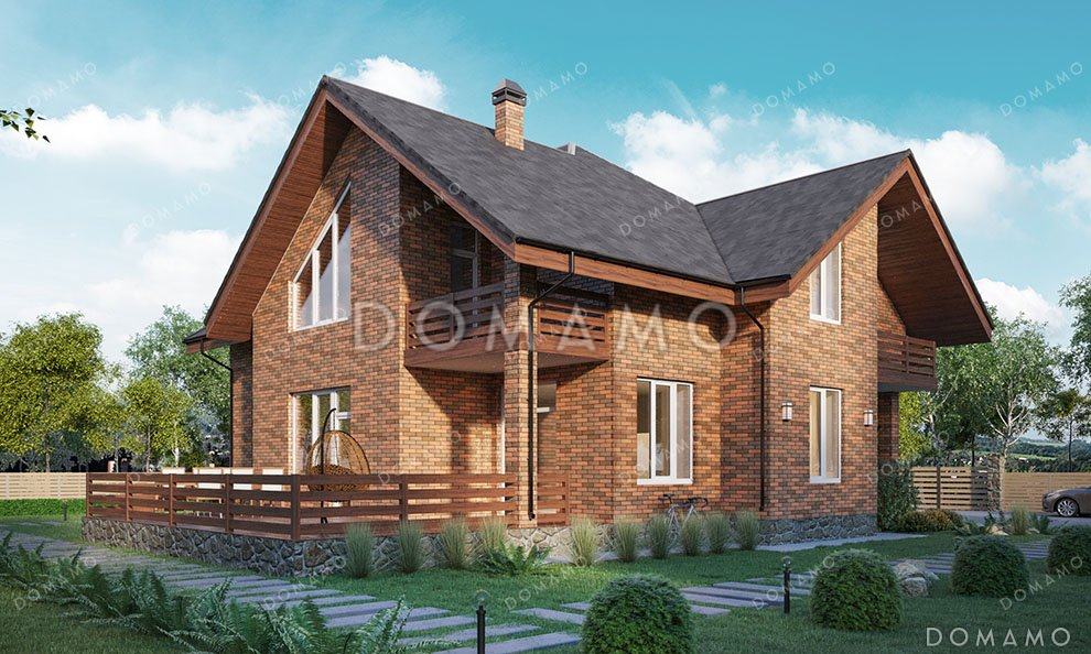 Проект одноэтажного дома с мансардой и просторной террасой / 3