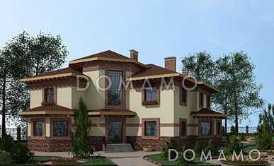 Проект дома из кирпича с зимним садом и бильярдной