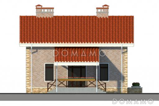 Проект дома из пеноблоков с мансардой, гаражом и тремя спальнями / Фасад 4