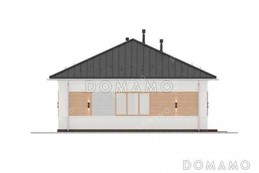 Проект простого одноэтажного дома с тремя спальнями и гостиной-столовой / Фасад 2