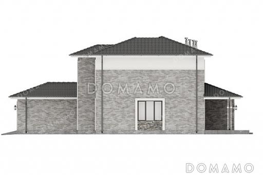 Проект двухэтажного дома с 3 спальнями, парной, террасой и большим гаражом и / Фасад 4