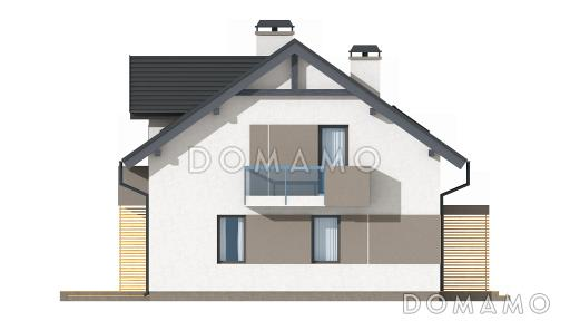 Проект одноэтажного мансардного дома из газобетона в современном исполнении с четырьмя комнатами и балконом / Фасад 1