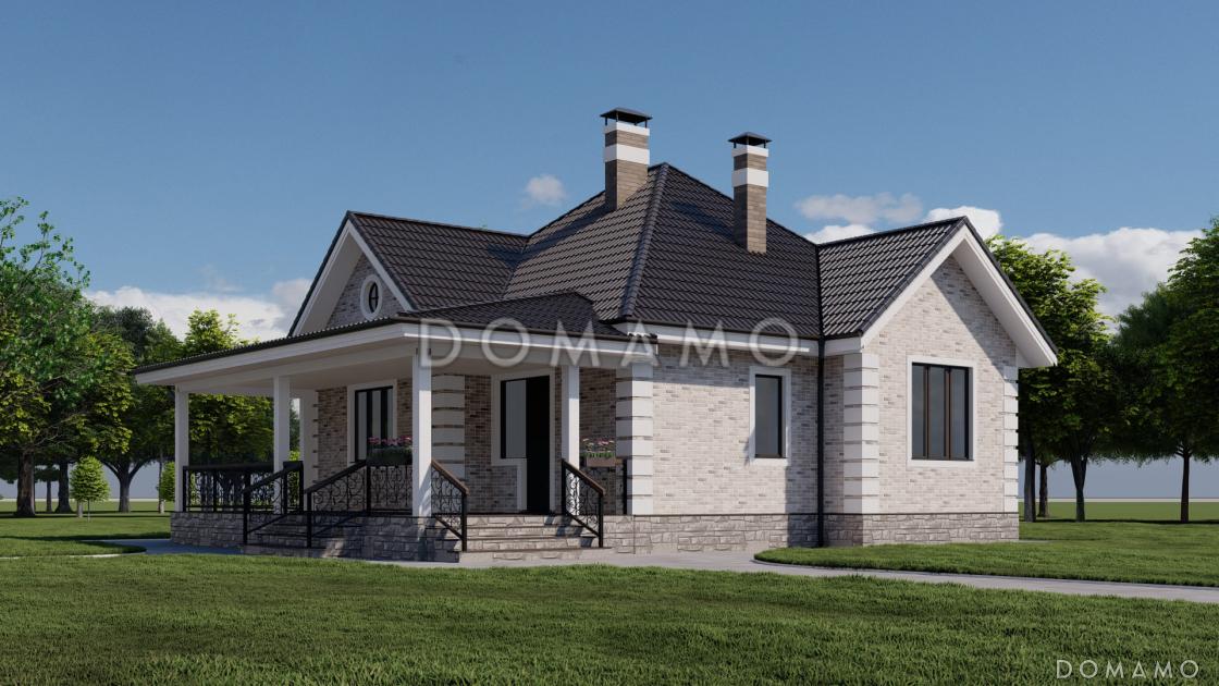 Проект одноэтажного дома из газобетона с мастер-спальней и крытой террасой / 2