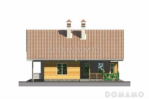 Проект дома с двумя крытыми угловыми террасами / Фасад 3