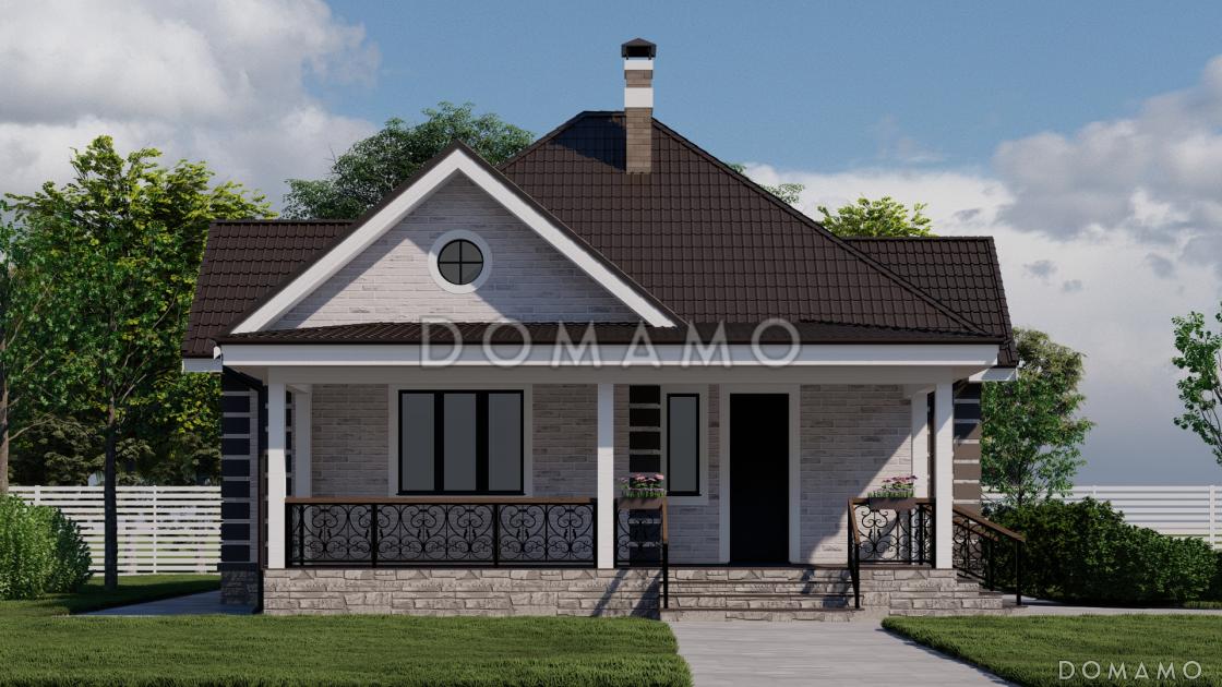 Проект одноэтажного кирпичного дома с двумя спальнями и просторной террасой / 5