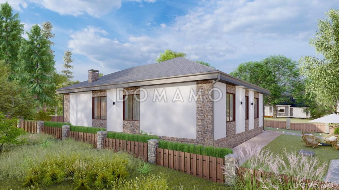 Проект одноэтажного коттеджа с сауной и крытой террасой / 3