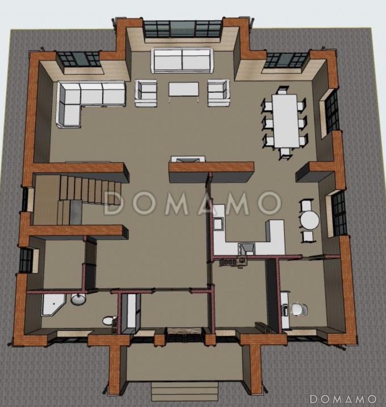 Проект дома с 4 спальнями на мансарде, кабинетом, изолированной кухней и просторной гостиной-столовой / 10
