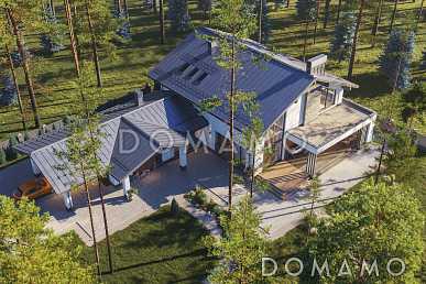 Проект Г-образного дома из газобетона с 3 спальнями, изолированной кухней и зоной барбекю на террасе