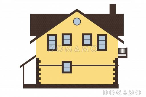 Проект дома из газобетона с эркером и спальней на первом этаже / Фасад 2