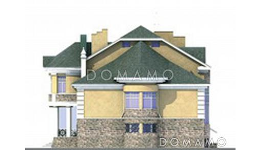 Проект коттеджа с двусветной гостиной, сауной и балконом / Фасад 3