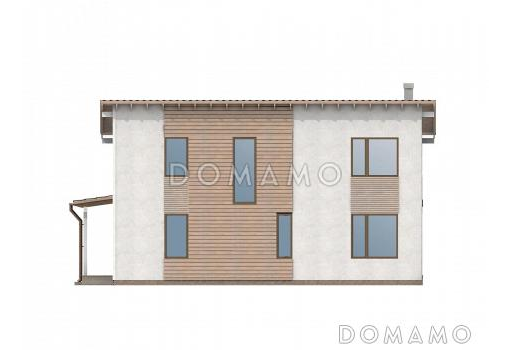 Проект каркасного дома с односкатной крышей / Фасад 4 Проект каркасного дома с односкатной крышей / Фасад 4