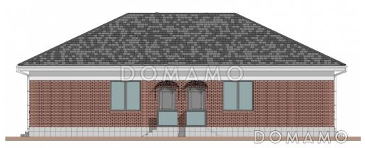 Проект одноэтажного дома из газобетона на две семьи / Фасад 3