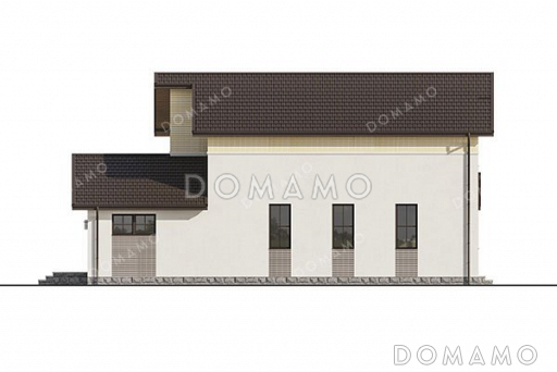 Проект одноэтажного дома с мансардой и террасой / Фасад 4