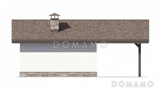 Проект навеса на один автомобиль с техническим и хозяйственным помещениями / Фасад 3