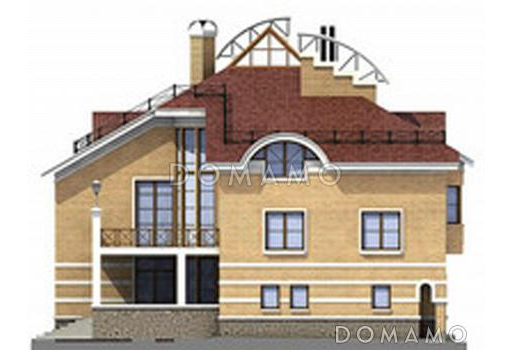 Проект коттеджа с оригинальной планировкой и гаражом на 2 а/м / Фасад 2