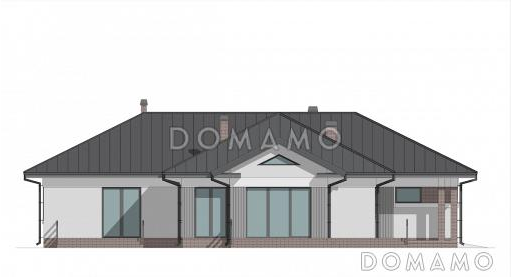 Проект дома из газобетона с двухместным гаражом и двумя террасами / Фасад 4