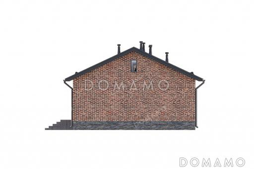 Проект одноэтажного дома с двускатной крышей, 4 спальнями и совмещенной кухней-гостиной / Фасад 4