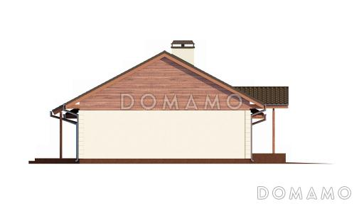 Проект классического одноэтажного дома из газобетона с отделённой спальной зоной и гаражом / Фасад 4
