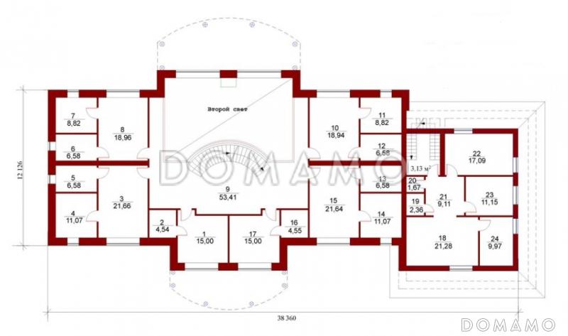 Проект огромного привлекательного особняка из кирпича с бассейном / План 2 этажа