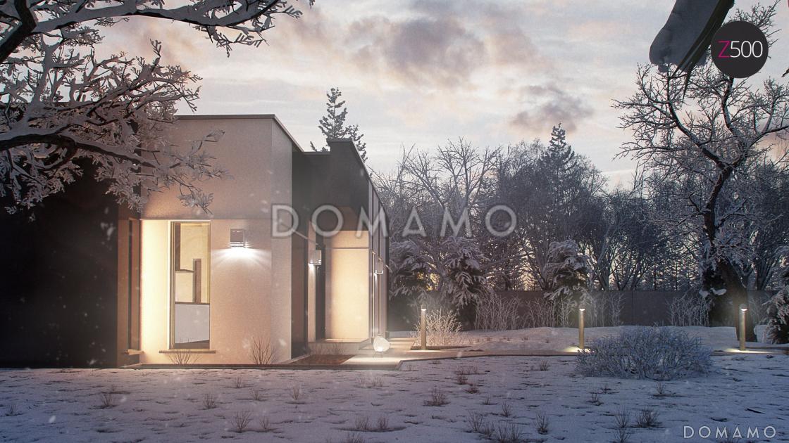 Проект современного одноэтажного дома из газобетона со светлой просторной гостиной и тремя спальнями в стиле хай-тек / 7