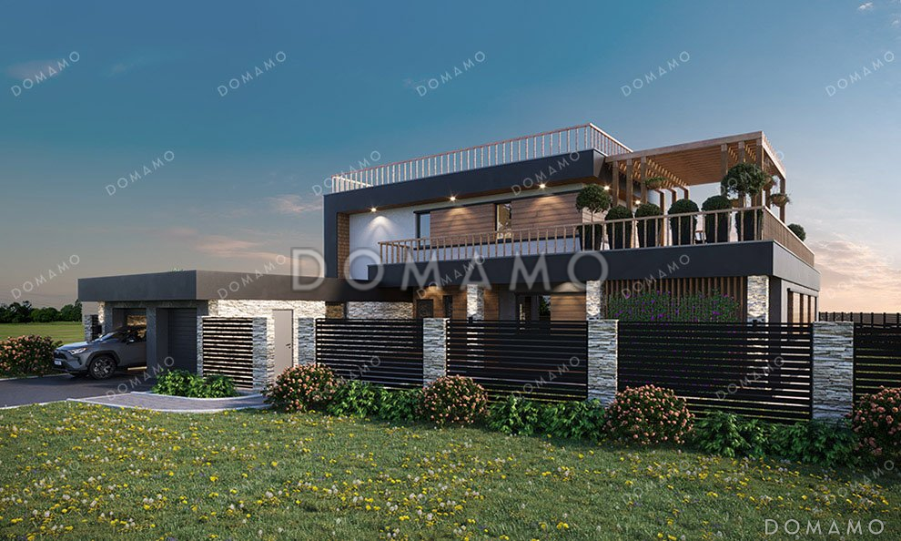 Проект двухэтажного дома с бассейном и гаражом на два автомобиля / 3