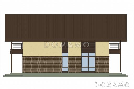 Проект дома из газобетона с мастер-спальней, сауной и большой гостиной / Фасад 4