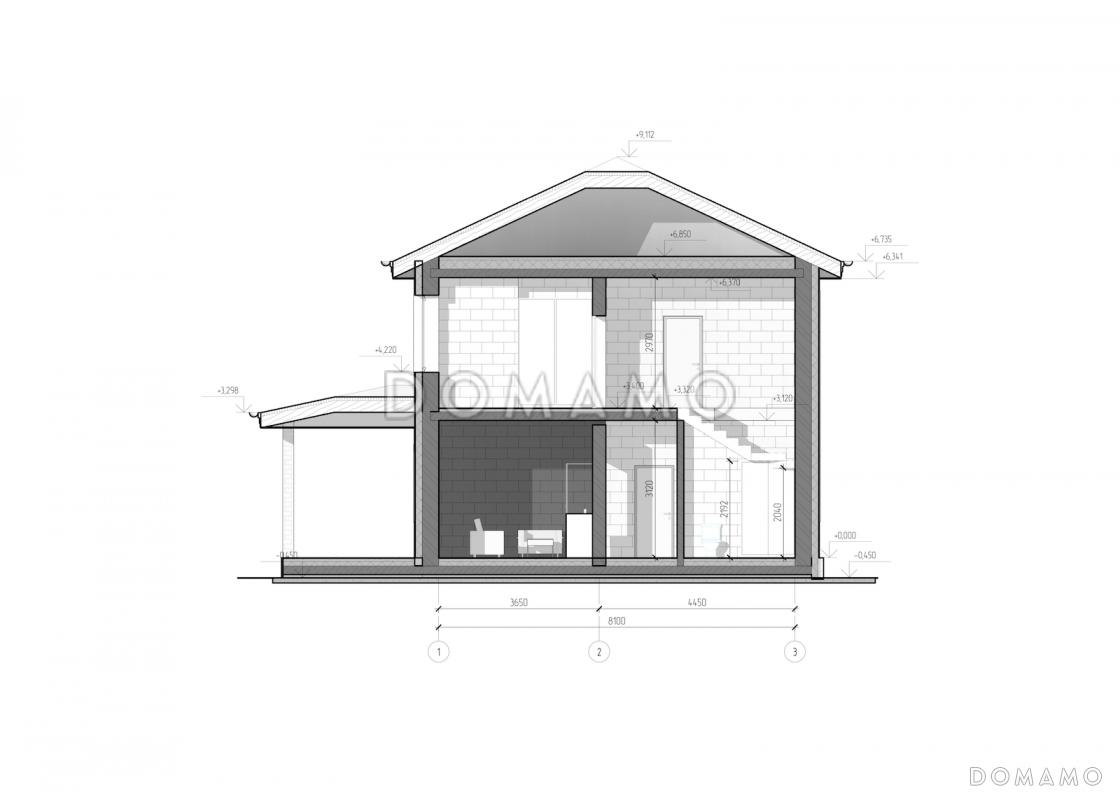 Проект двухэтажного дома с тремя спальнями, кабинетом, гостной-кухней-столовой и котельной / 5
