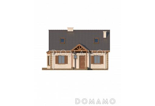 Проект одноэтажного мансардного дома из газобетона с боковым эркером / Фасад 1